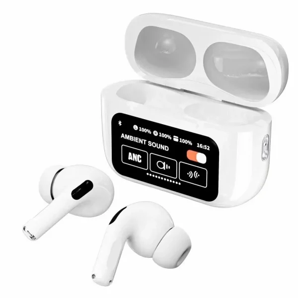 Airpods A9 Pro Earbuds 2024 TWS In-Ear Earbuds ANC/ENC Wireless Earphones LED Touch Screen Noise Cancelling LED Alarm Clock